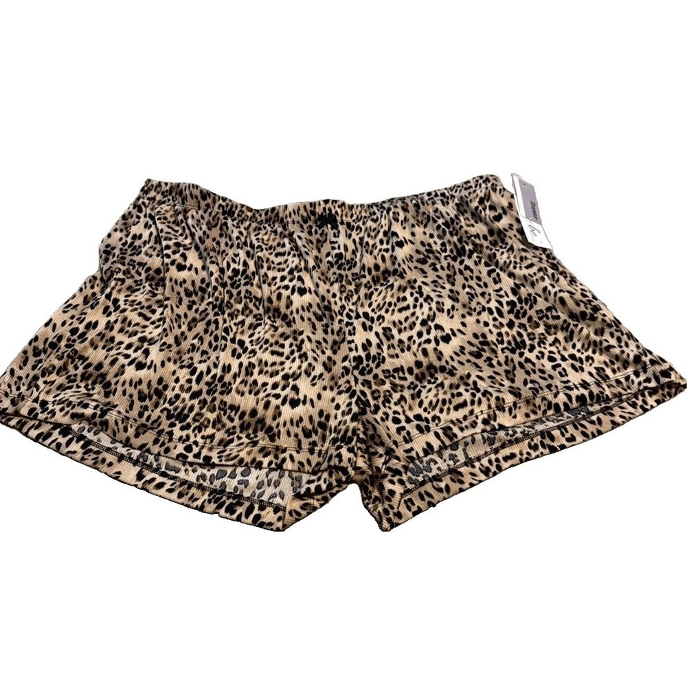 Just Be Pajama Shorts Womens Sz 3XL Leopard Animal Print Lounge Sleepwear Brown